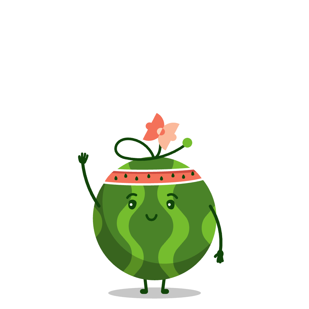 Walter the watermelon, waving